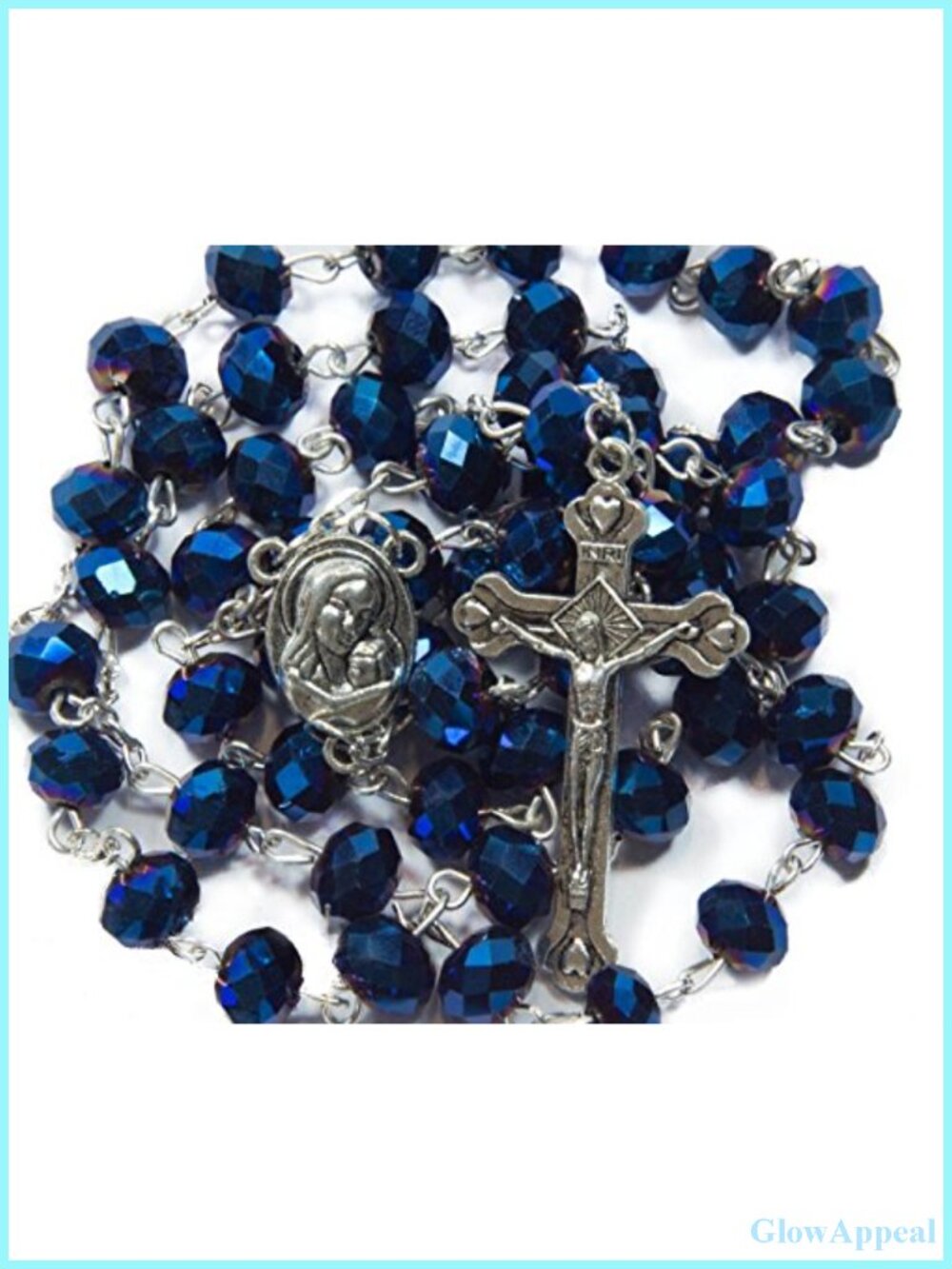 Crystal Beads Rosary Necklace Crucifix Madonna Medallion Holy Soil